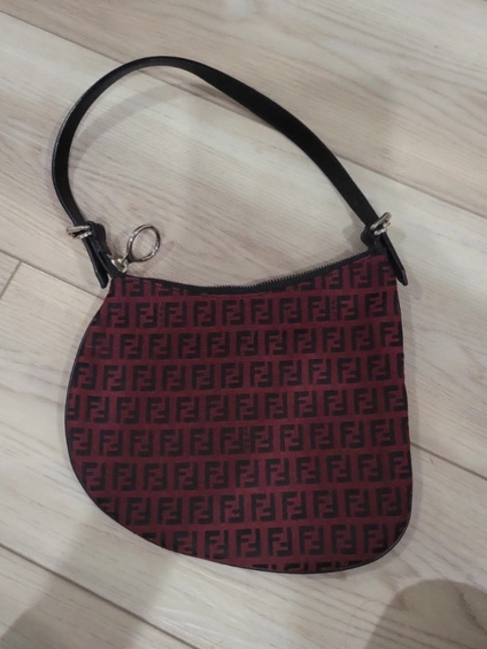Fendi Red and Black Monogram Mini oyster Shoulder Bag